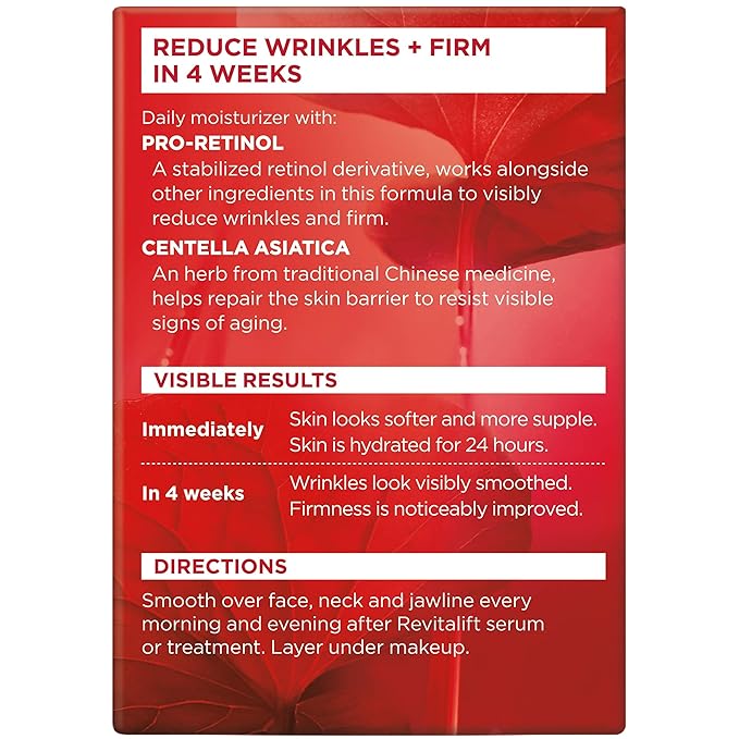 L'Oreal Paris Revitalift Anti-Wrinkle and Firming Face and Neck Moisturizer, Pro Retinol 1.7 oz