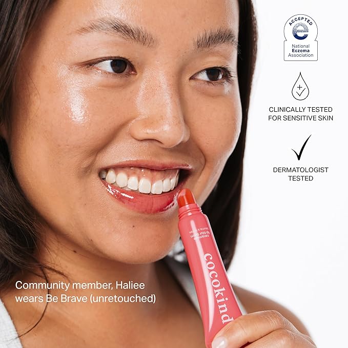 Cocokind Ceramide Lip Blur Balm, Be Brave - Hot Pink Hydrating Lip Balm with Ceramides & Peptides, Made for Sensitive Skin & Lips, Unflavored & Fragrance-Free - 3 pack