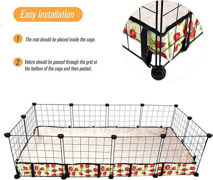 Guinea Pig Cage Liner，Washable Waterproof Oxford Cloth Cage Liners for Small Animals,Hamster Chinchilla Hedgehog Rabbit and Other Small Animals Not Include Cage (24x48 inches)