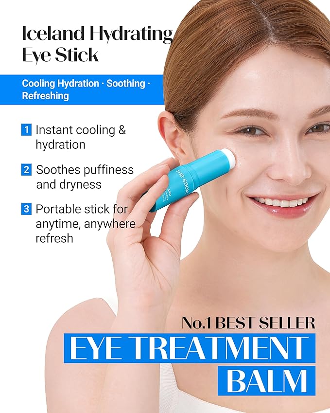 THESAEM Iceland Eye Stick Bundle - 3 Pack (Collagen + Peptide + Hydrating) 0.38 oz Each - Complete Under Eye Treatment for Dark Circles, Puffiness & Wrinkles - Anti-Aging Cooling Balm with Niacinamide