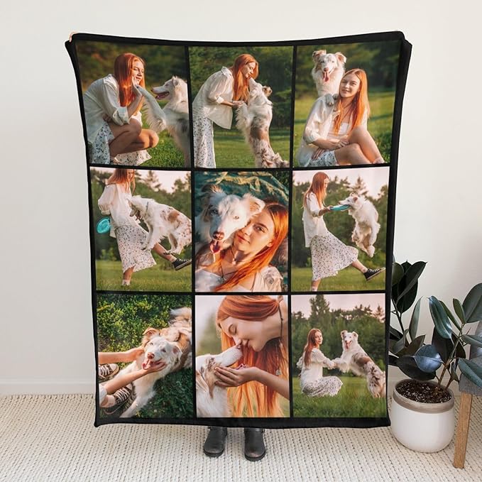 Artsadd Blankets with Pictures Customized, Dog Photos Personalized Blanket Custom Pet Loss Blanket for Mom Dad Friends