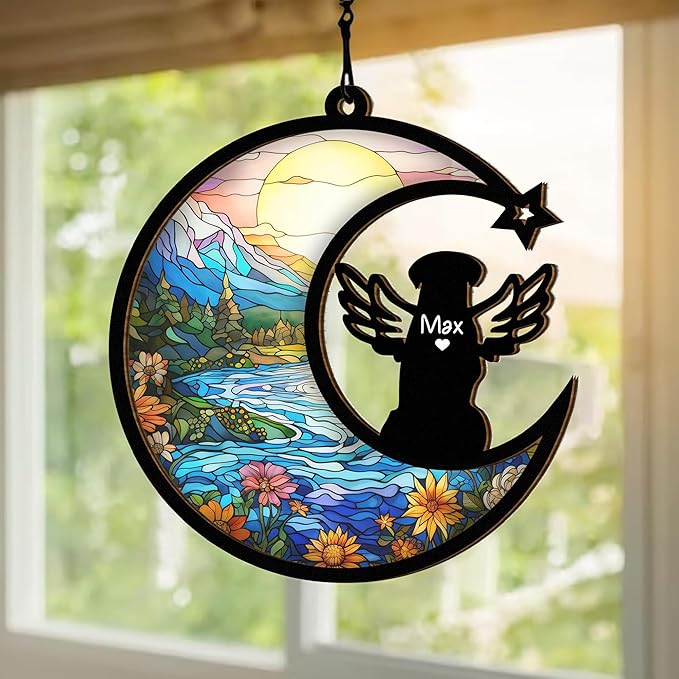 Chillever Labrador Retriever Memorial Suncatcher – Personalized Pet Loss Ornament, Custom Dog Remembrance Keepsake