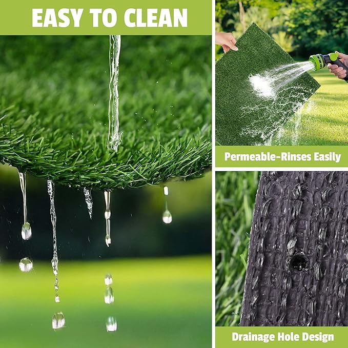 Grass Pad for Dogs, 48" x 36" Artificial Turf for Pets Potty Training, Fake Grass Mat with Drainage Holes, Easy to Clean, Large Turf Rug Outdoor Indoor Use