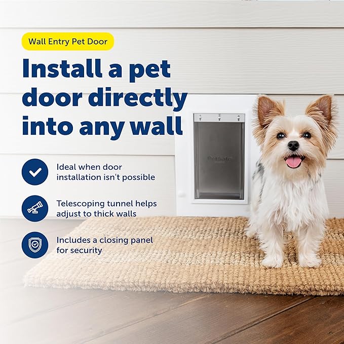 PetSafe Wall Entry Pet Door - Rust-Free Telescoping Frame - Easy Install for Interior & Exterior Walls 4 3/4" - 7" Thick - Small - for Pets Up to 15 Lb