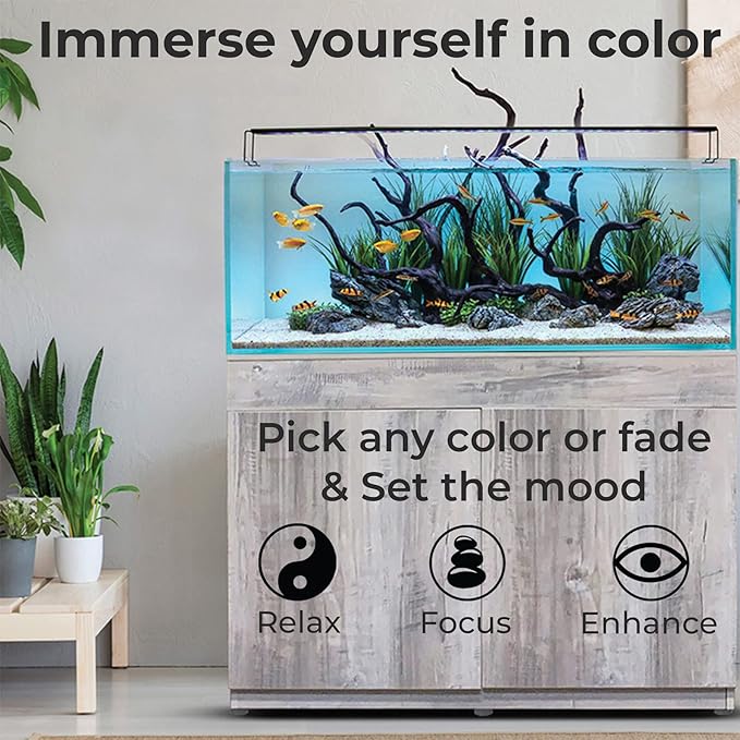 ColorCast Aquarium Background LED Light Kit with Frosted Background Film | Smartphone and Voice Control | 24/7 Timers | Alexa and Google Home | for Aquariums, Terrariums and Vivariums | 32"-48"