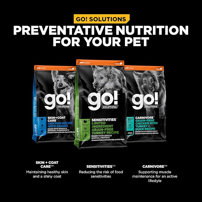 Go! Solutions Sensitivities Limited Ingredient Turkey Grain-Free Dry Dog Food, Chicken-Free Kibble Made by Experts for Sensitive Stomachs & Food Allergies, for Puppies, Adults, & Seniors, 3.5 lb Bag