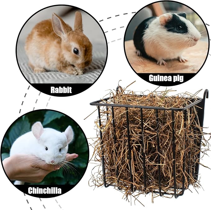 2PCS Rabbit Hay Feeder with Heavy-Duty Metal Frame Hay Holder，for Bunny, Guinea Pigs,Chinchillas-6.9x4.7x6.6 inch……