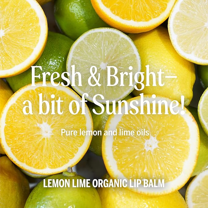 Dr. Bronner’s Organic Lip Balm 6-Pack (.15oz) Natural, Moisturizinging, Petroleum-Free Lip Balm with Beeswax & Avocado Oil for Dry Lips, Men & Women - Lemon Lime