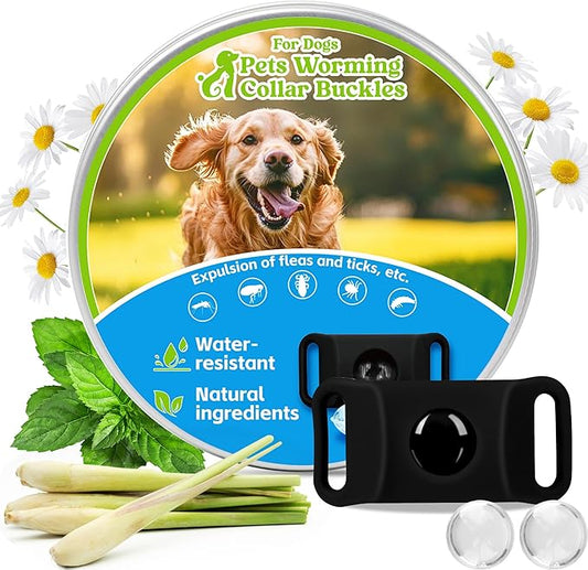 Natural Dog Tag for Flea & Tick Prevention – Waterproof Collar Pendant with 2 Extra Refills, Black, Safe for All Breeds, Collar Not Included