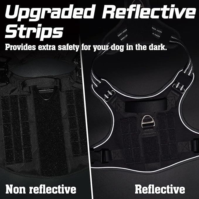 rabbitgoo Tactical Dog Harness for Large Dogs, No Pull Military Service Vest with Handle & Molle, Easy Control for Training Walking, Adjustable Reflective Straps, Dark Grey, L