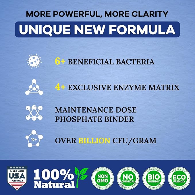 Dr. Raifya's Pond Fresher - 5 OZ - Natural Water Clear & Odor Control in Koi Pond, Bird Baths & Fountains, Beneficial Bacteria & Enzymes Safe for Fish, Pets, Wildlife & Plants, Easy to Use