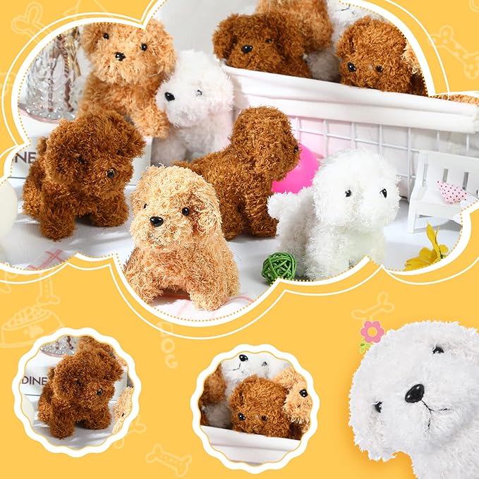Sosation 20 Pcs 4.72 Inch Mini Puppy Stuffed Animal Adopt a Puppy Favors Small Push Dogs Bulk Valentines Party Gifts for Kids Birthday Easter Fillers Carnival Prize (Cute,Multicolor)