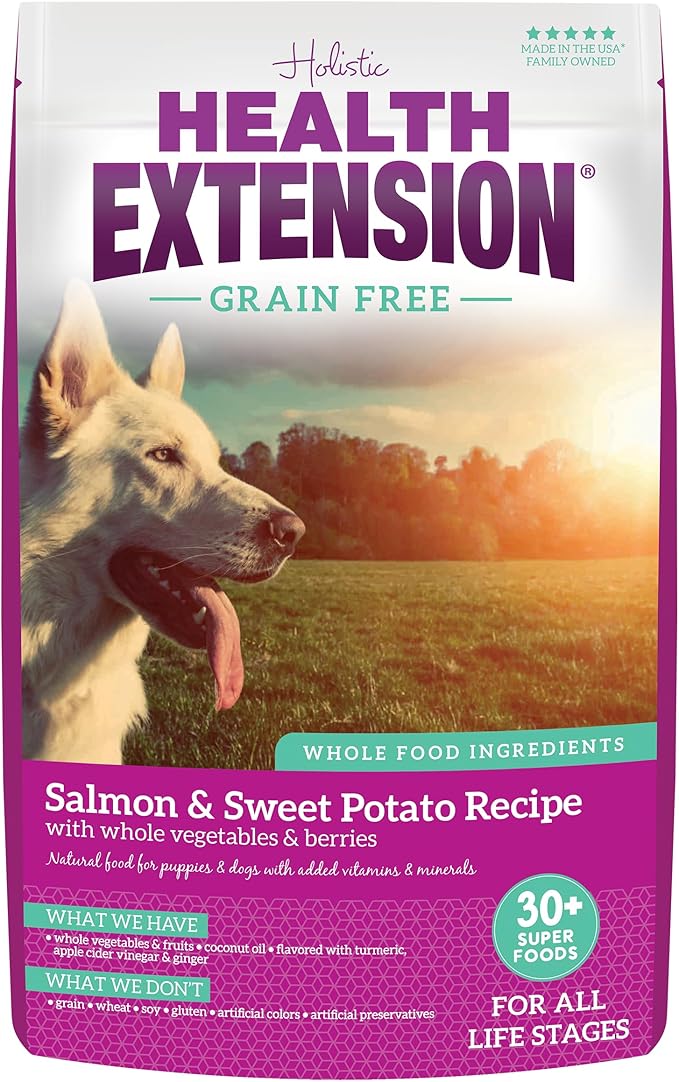 Health Extension Grain Free Salmon & Sweet Potato Dry Dog Food - 30+ Superfoods and Probiotics for All Life Stages (23.5lb)