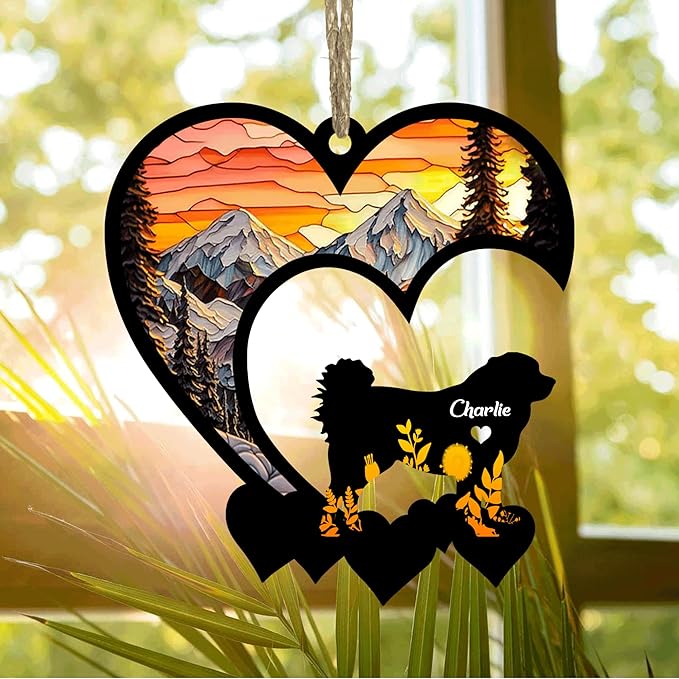 Lovely POD Caucasian Shepherd Suncatcher Ornaments, Personalized Caucasian Shepherd Memorial with Name, Dogs Loss Ornaments, Dog Remembrance Gift, Dog Memory Ornament, Loss of Dogs Sympathy Gifts