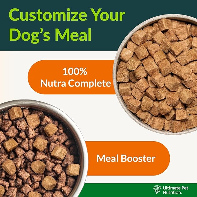 ULTIMATE PET NUTRITION Nutra Complete, 100% Freeze Dried Raw Veterinarian Formulated Dog Food with Antioxidants Prebiotics and Amino Acids (3 Pound (Pack of 4), Beef)