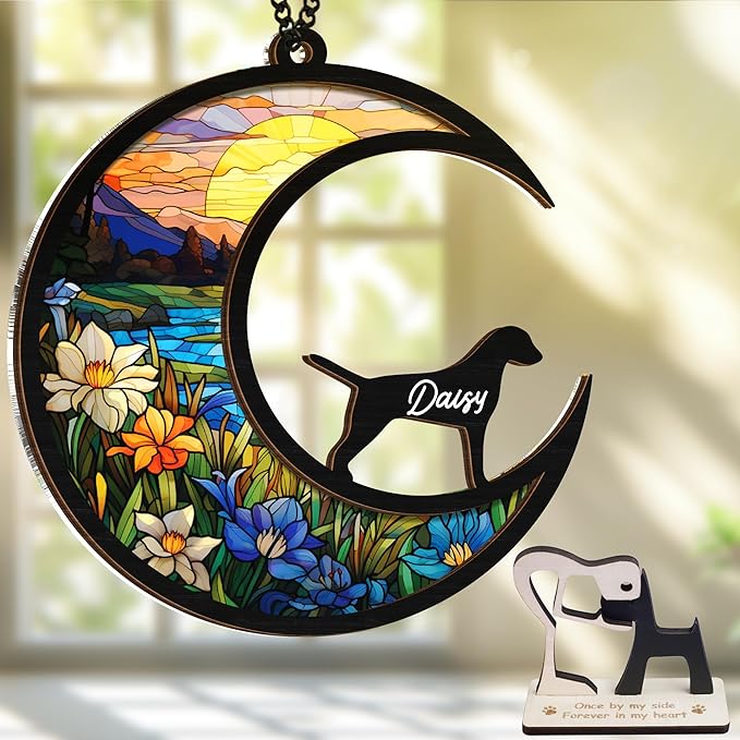 6'' Dalmatian Dog Memorial Suncatcher Personalized Name Dog Breed Pet Ornament Window Car Hanging Sympathy Gift for Loss of Pet Passed Away Remembrance Gift for Dog Lovers SCD-B11-6-15