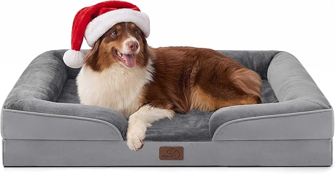 Bedsure Orthopedic Dog Beds Large Sized Dog - Washable Large Dog Cat Bed Waterproof, Comfort Dogs Couch Sofa with Washable Removable Cover, Pet Bed with Nonskid Bottom, Grey, 35"