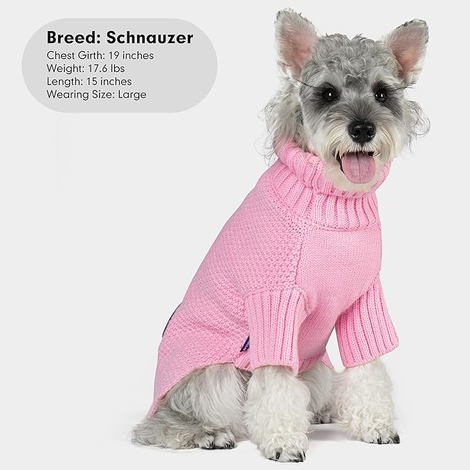 cyeollo Dog Sweater Knitwear Turtleneck Soft Knitwear Pullover Sweaters with Long Sleeves Warm Dog Clothes for Medium Dogs,Pink, XXL