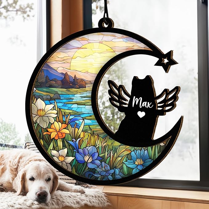 Chillever Samoyed Memorial Suncatcher – Personalized Pet Remembrance Ornament, Dog Loss Keepsake