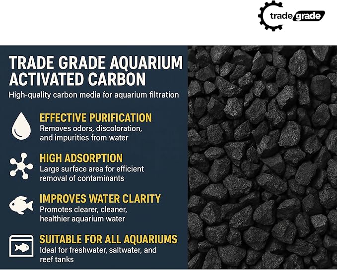 TradeGrade Premium Activated Carbon – Bulk Bucket | High-Performance Aquarium Filter Media for Crystal Clear Water | Granulated Activated Charcoal for Fish Tank Filters & Water Purification (1 Gallon)