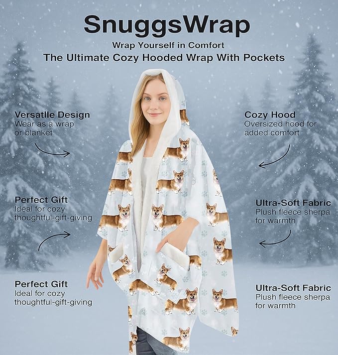 E&S Pets Sherpa Wearable Blanket Hoodie for Women – Soft Fleece Snuggs Wrap – 32 Dog & Cat Breeds – Warm Pet Lover Gifts