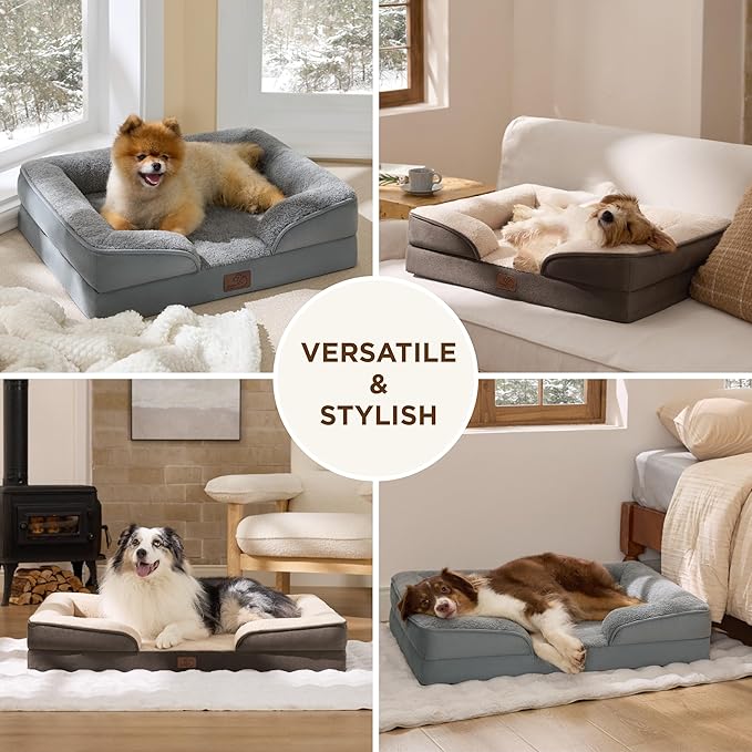 Bedsure XL Self Warming Orthopedic Dog Bed for Extra Large Dogs - Washable XLarge Dog Bed Waterproof, Comfort Pet Couch with Removable Cover, Pets Sofa with Nonskid Bottom, Brown, Non-Electric