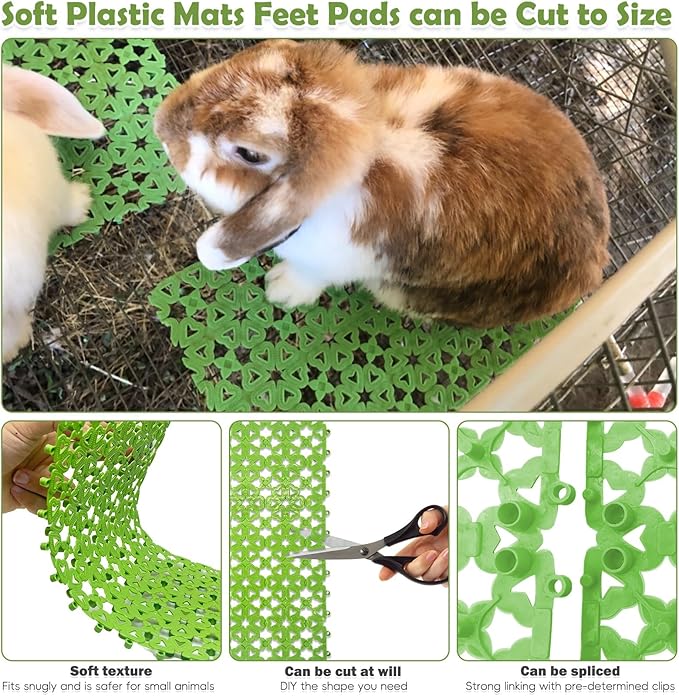 kathson 6PCS Rabbit Cage Mat Floor Bunny Foot Resting Pads Plastic Cage Mat for Pet Cats Dogs Hamster Rat Chinchilla Guinea Pig and Other Small Animals