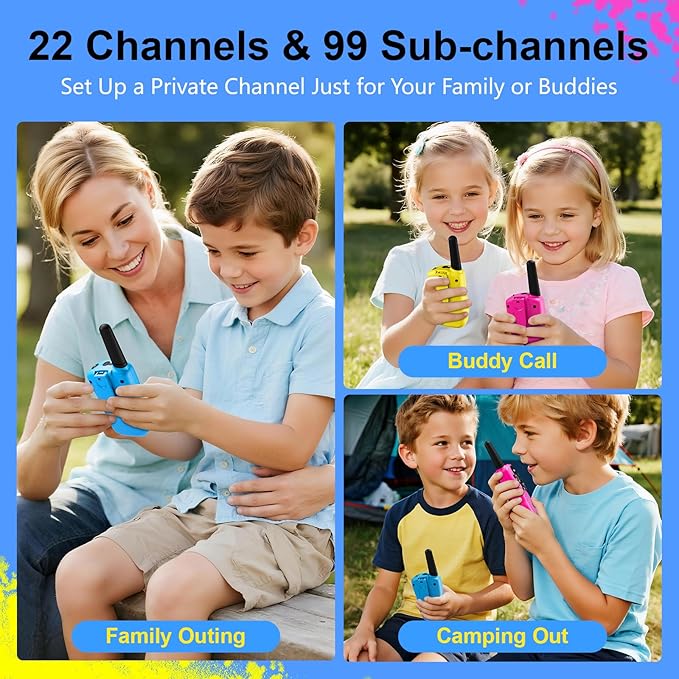 Walkie Talkies for Kids Toys Stocking Stuffers for Kid Boys Girls 4-6, 3 Miles Range Walkie Talkie to Camping, Outdoor, 4 Year Old Girl Birthday Gifts for 3 4 5 6 7 8 9 Year Old Boy Girl Gifts Age 6-8