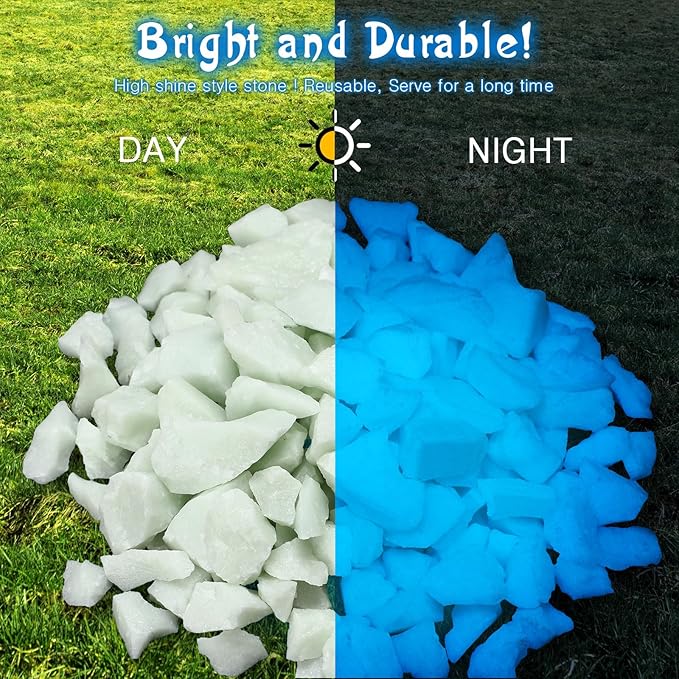 Wesiti Glow in The Dark Gravel, Fluorescent Glow in The Dark Rocks Decorations Fish Tank Rocks Decorative Aquarium Gravel Stones for Garden Room Planter Aesthetic, 300g/ 0.66lb (Sky Blue, 8-15 mm)