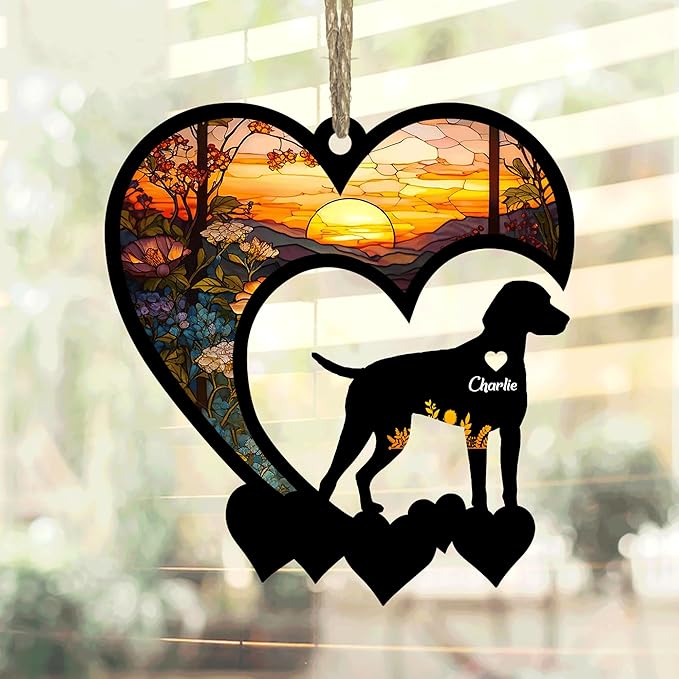 Lovely POD German Short Hair Pointer Suncatcher Ornaments, Personalized German Short Hair Pointer Memorial with Name, Dogs Loss Ornaments, Dog Remembrance Gift, Dog Memory, Loss of Dogs Sympathy Gifts
