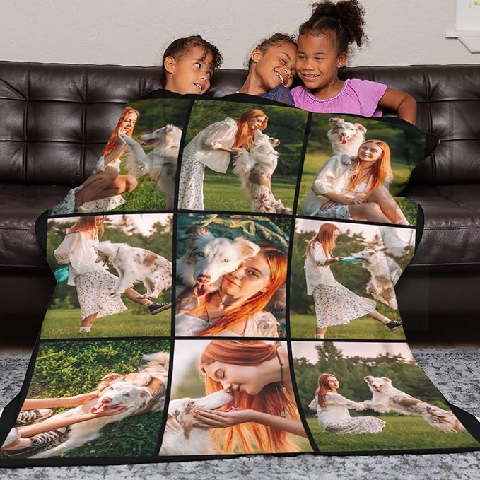 Artsadd Blankets with Pictures Customized, Dog Photos Personalized Blanket Custom Pet Loss Blanket for Mom Dad Friends
