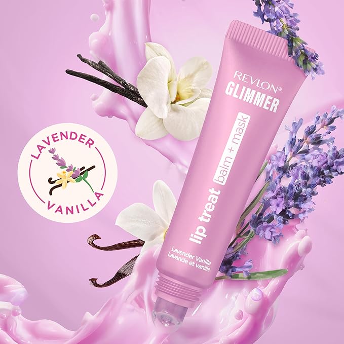 Revlon Glimmer Lip Treat Balm + Mask™, Overnight Peptide Lip Treatment, Hydrating, 004 Lavender Vanilla, 0.4 fl oz