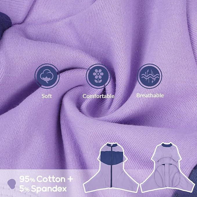 QBLEEV Cat Clothes, Soft Cat Sweaters for Cats Only, Kitten Surgery Recovery Suit Onesie Pajamas, Four Legs Cats Shirts Apparel Clothing for Hair Loss Prevention, Purple, XXL