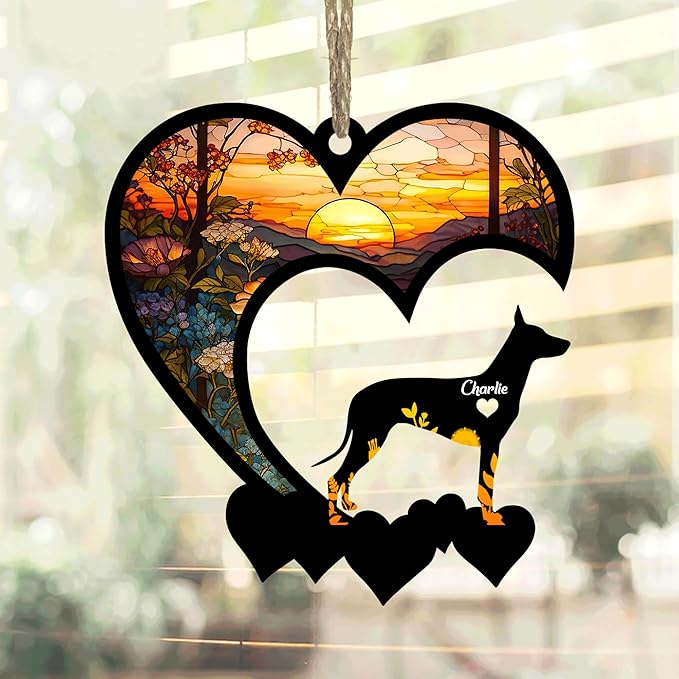 Lovely POD Mexican Hairless Dog Xolo Suncatcher Ornaments, Personalized Mexican Hairless Dog Xolo Memorial with Name, Dogs Loss Ornaments, Pet Remembrance Gift, Loss of Dogs Sympathy Gifts
