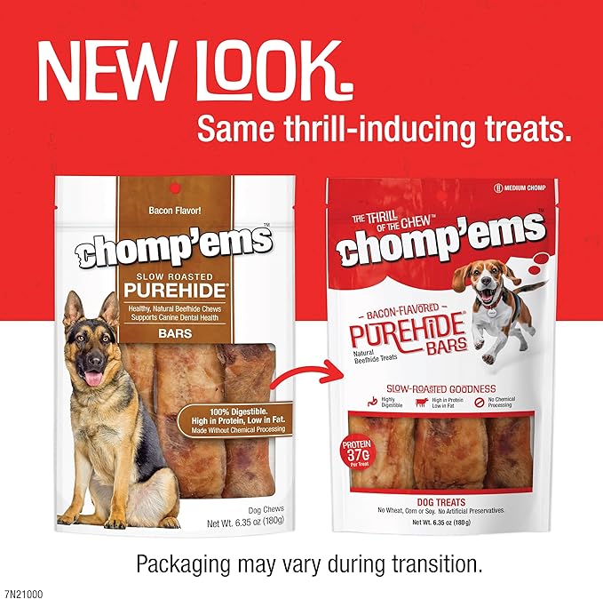 CHOMP 'EMS Ruffin' It 21000 Purehide Bars Dog Chew, 6.35 oz