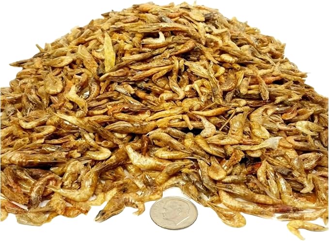 Aquatic Foods Inc. Red Shrimp-Freeze Dried 1/2" to 1 &1/4" Floating Red River Shrimp for All Tropicals, Turtles, Koi & Pond Fish, Rodents…1-lb Lg Jar