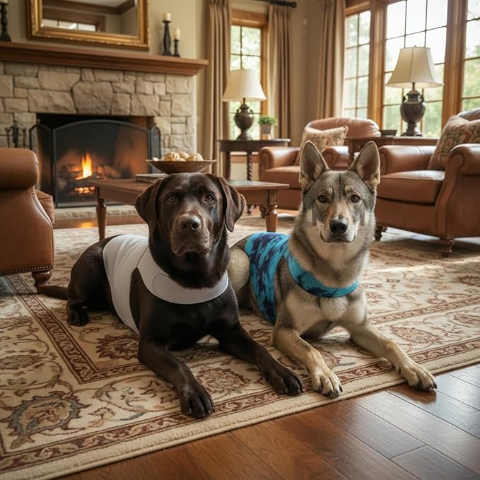 DAJIDALI® Modular Dog & Cat Anxiety Jacket, 2-Piece Calming Vest with Detachable Ear Hood, Silent Self-Adhesive Fabric, Thunder Relief & Post-Surgery Recovery Wrap