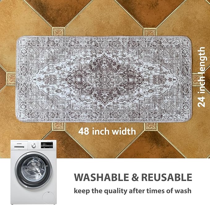 nunubaby Washable Pee Pads for Dogs, Stylish, Non-Slip and Leak-Proof Pee Pads. Reusable Potty Pads for Dogs for Crates and Floors.(Brown/Geo, 24" x48" )