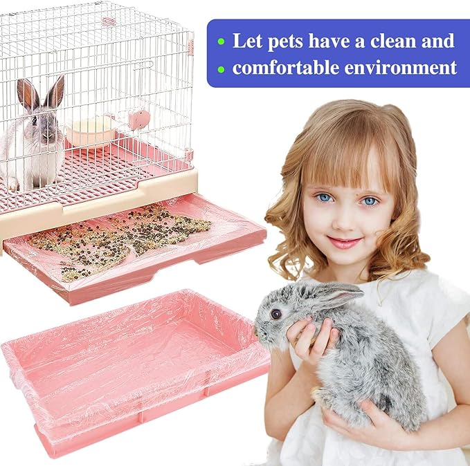 30 pcs Disposable Cage Liners, Clear Plastic Rabbit Cage Liner Bag, Universal Toilet Film for Bunny, Hamster, Totoro, Hedgehog, Guinea Pig and Small Animals(30pcs, 47in)