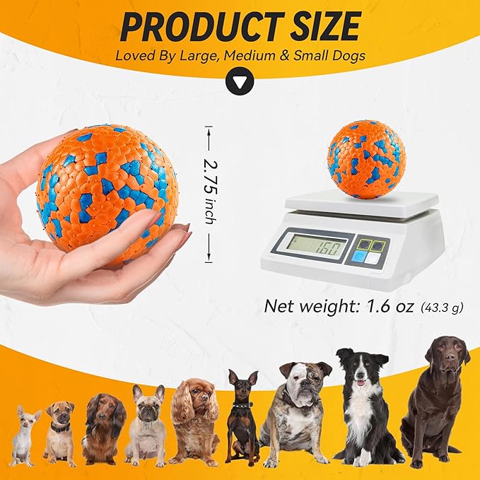 3Pcs Dog Balls, Durable Bouncy Tennis Balls for Dog Aggressive Chewers, for Large Medium Small Dog Puppy Fetch