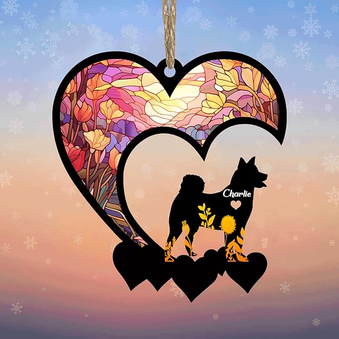 Lovely POD Shiba Inu Suncatcher Ornaments, Personalized Shiba Inu Memorial with Name, Dogs Loss Ornaments, Dog Remembrance Gift, Dog Memory Ornament, Loss of Dogs Sympathy Gifts