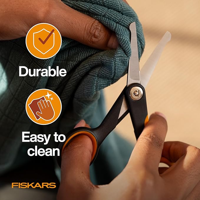 Fiskars Pet Scissors, Dog & Cat Grooming Scissors, Rounded Tips & SoftGrip Handle for Delicate Areas, Cat and Dog Supplies, 5.5”, Orange/Black, Detailing Scissors