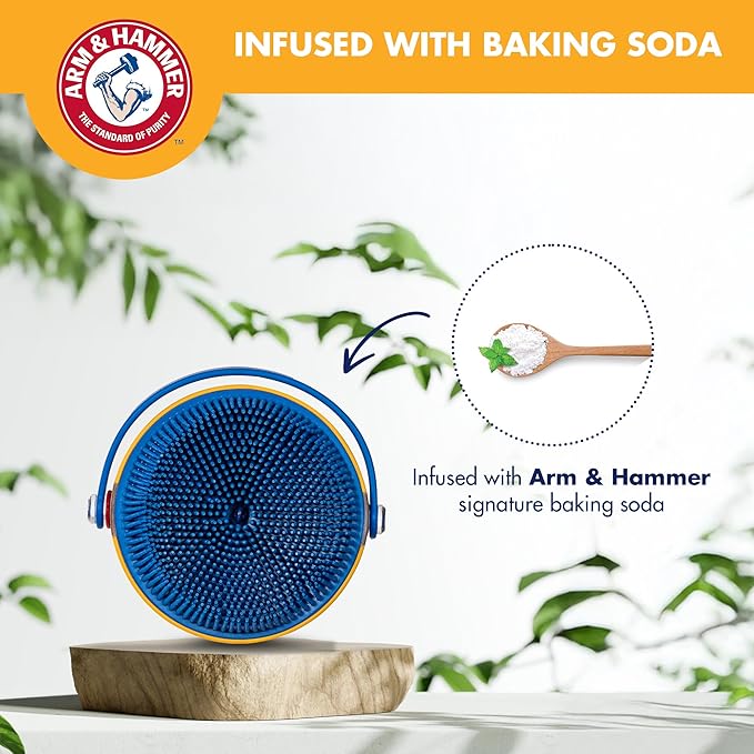 Arm & Hammer Deodorizing Soap Dispensing Palm Brush for Dogs - Grooming Dog Brush for All Hair Types, Pair Dog Soap Dispenser with Your Pets Favorite Shampoo, Easy Grip Scrubber for Dogs