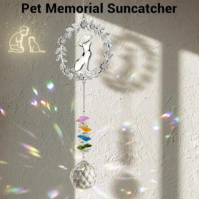 Pet Memorial Gifts for Cats, Loss of Cat Sympathy Gift,Thoughtful Cats Remembrance Sun Catcher,Cat Bereavement Gifts,Pet Loss Bereavement Gift Idea