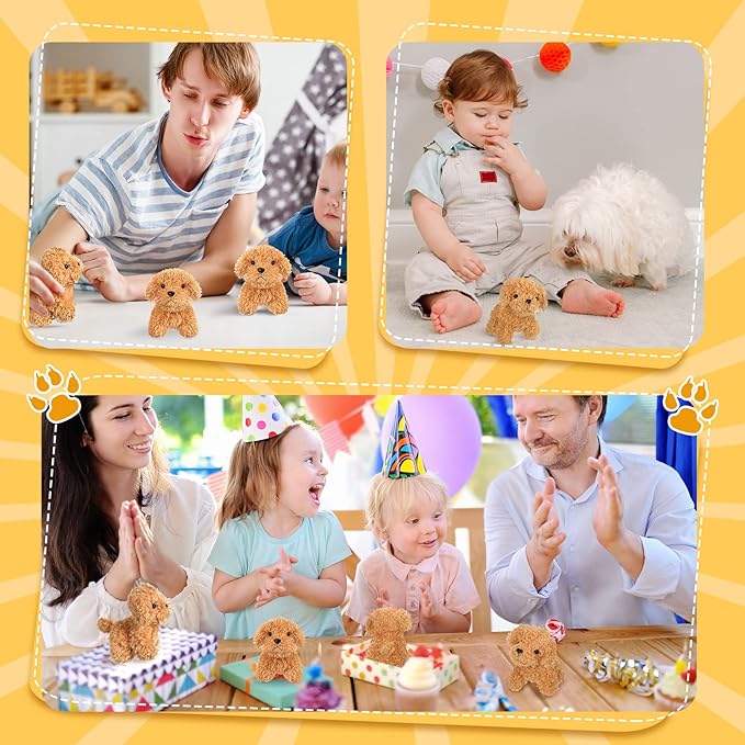Liliful 50 Pcs Valentine Mini Puppy Dogs Small Stuffed Dog Bulk Cute Stuffed Animal Adopt a Dog Party Favors for Kids Valentine Goodie Bag Fillers Gifts Classroom Birthday(Light Brown,Cute Style)