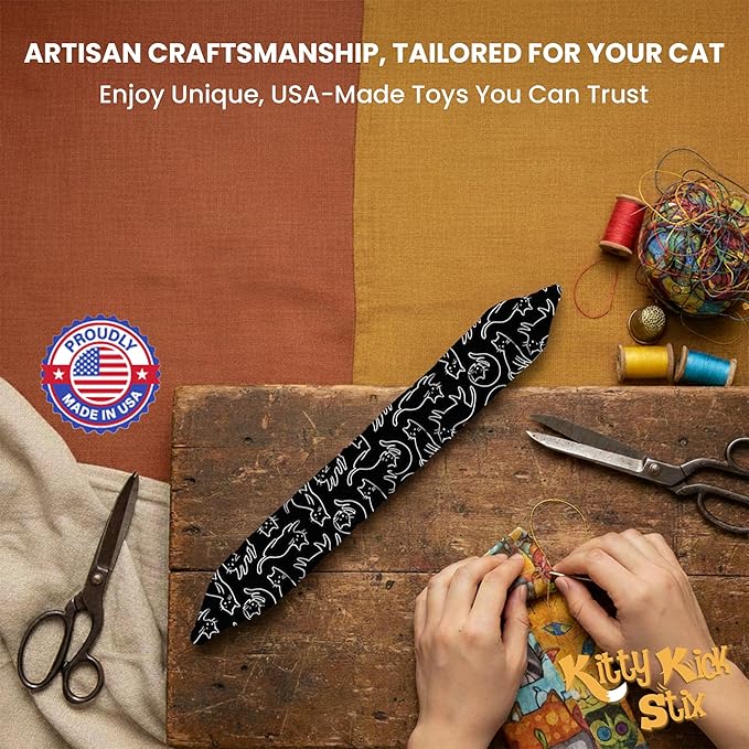 Kitty Kick Stix 15" Catnip Kicker Toy – Set of 2 | Handmade in USA | Interactive Cat & Kitten Toy | Durable Kicker Packed with 100% Potent Catnip for All Breeds (Light/Dark Mix)