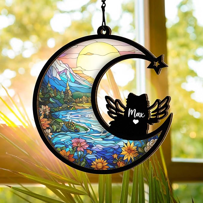 Chillever Pomeranian Memorial Suncatcher – Custom Pet Remembrance Ornament, Dog Loss Sympathy Gift
