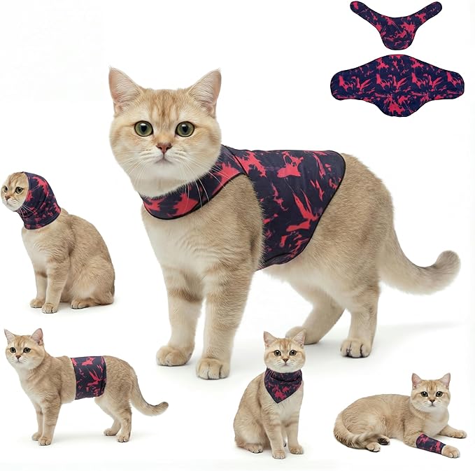 DAJIDALI® Modular Dog & Cat Anxiety Jacket, 2-Piece Calming Vest with Detachable Ear Hood, Silent Self-Adhesive Fabric, Thunder Relief & Post-Surgery Recovery Wrap