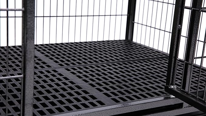 Homey Pet 37" Stackable Larger Heavy Duty Dog Cage w/Plastic Floor Grid, Open Top & Casters