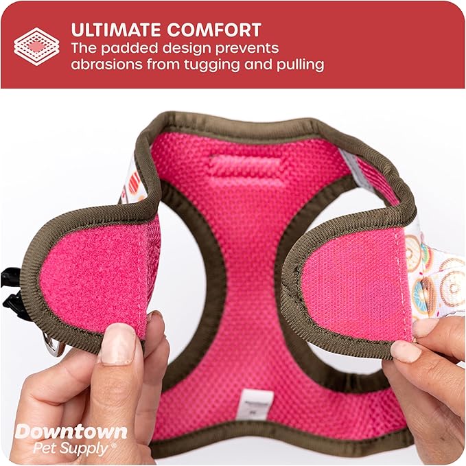 Downtown Pet Supply Step-in Dog Harness – No Pull, Adjustable Padded Mesh with Reflective Trim, Secure Buckle Strap – Comfortable & Breathable Small Dog Harness, Smal, Donut